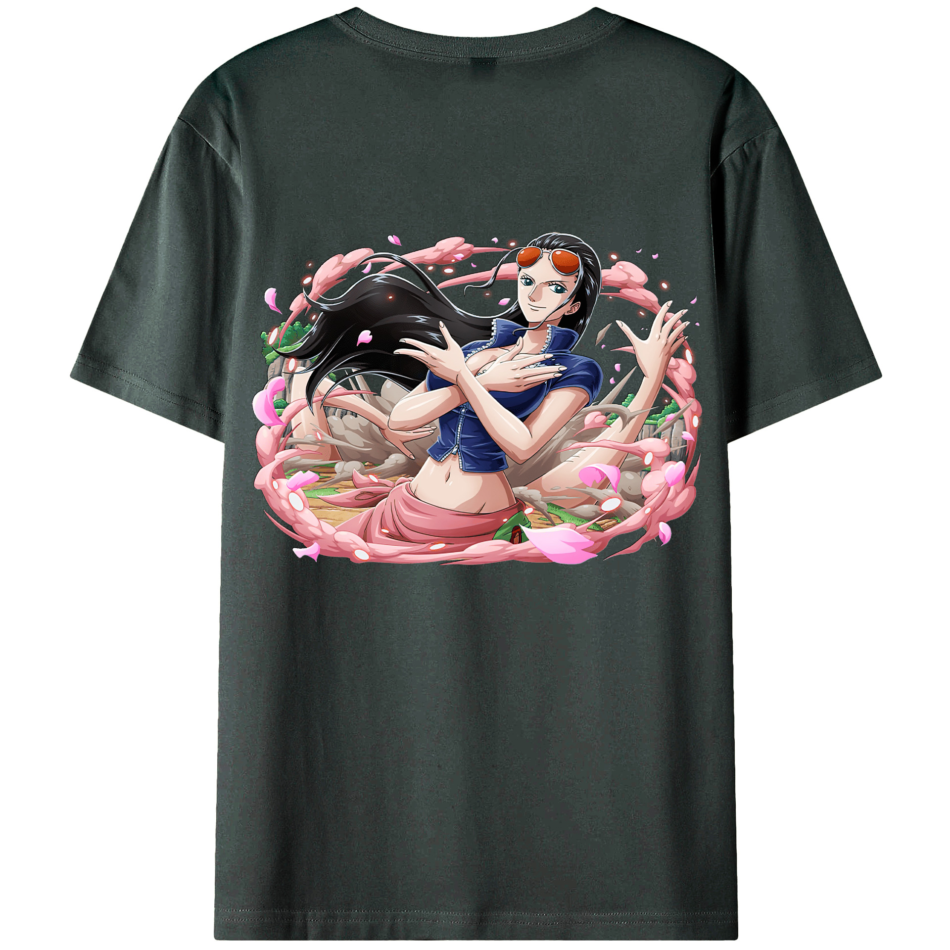 ワンピース ニコ・ロビン ONE PIECE Nico Robin 綿100％ メンズ半袖Tシャツ（バックプリント） 通気性